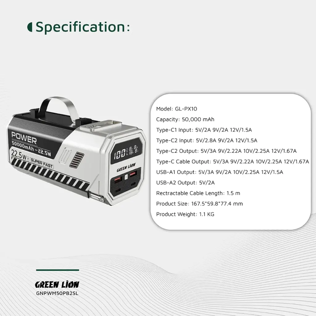 Green Lion 50000mAh Power Bank 22.5W