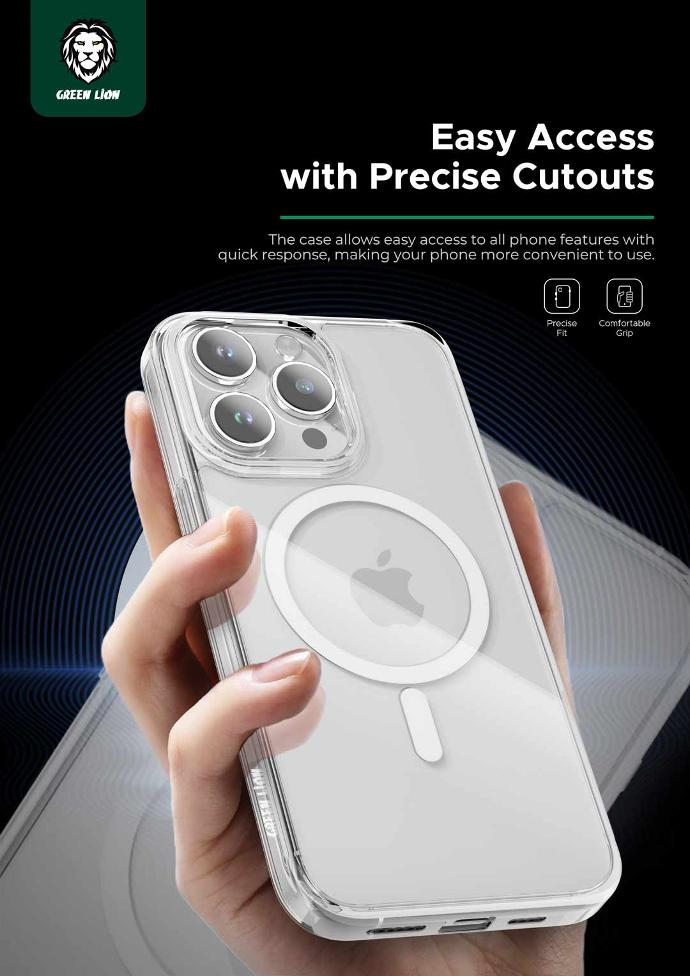 Green Lion Magsafe Crystal Clear Case for iPhone 15 Pro Max - Clear