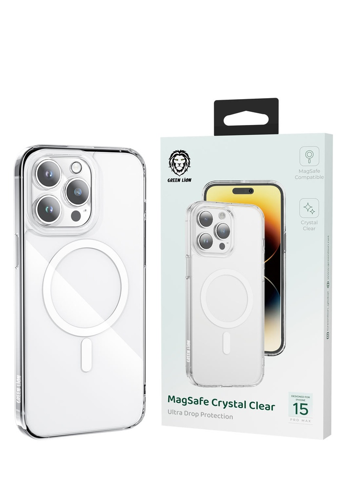 Green Lion Magsafe Crystal Clear Case for iPhone 15 Pro Max - Clear