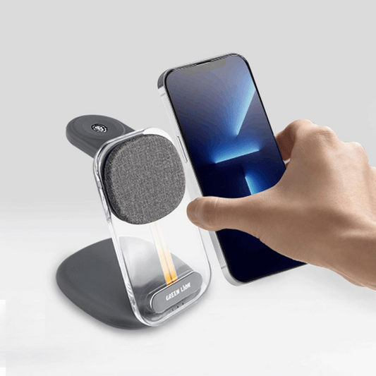 Green Lion 3 in 1 Fabric Wireless Charger 15W - Grey