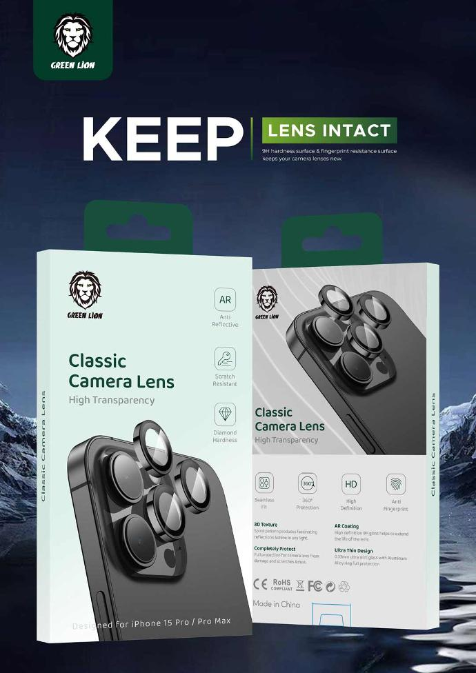 Green Lion Classic Camera Lens for iPhone 15 Pro / 15 Pro Max