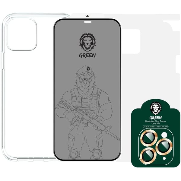 Green Lion 4 in 1 360° Privacy Protection Pack iphone 12/12 pro - Gold