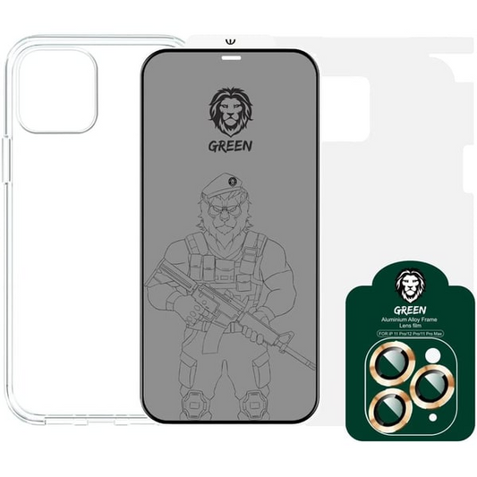 Green Lion 4 in 1 360° Privacy Protection Pack iphone 12/12 pro - Gold