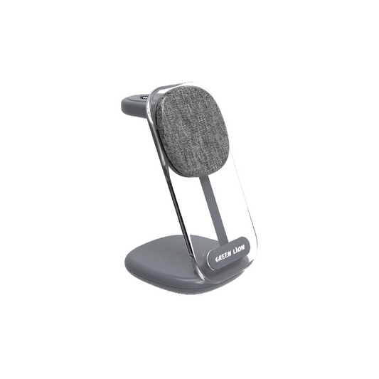 Green Lion 3 in 1 Fabric Wireless Charger 15W - Grey