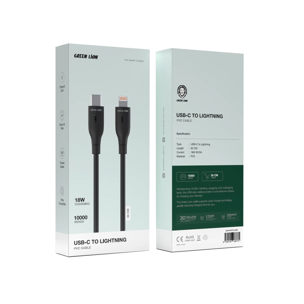 Green Lion USB-C To Lightning PVC Cable - 18W
